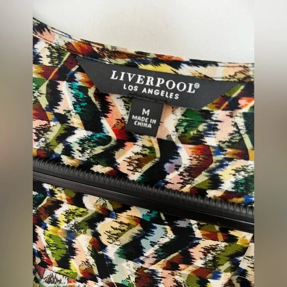 NWOT LIVERPOOL LA multi 3/4 sleeve pop over blouse M - Picture 3 of 9